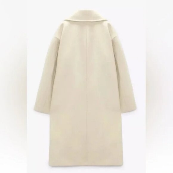 NEW ZARA Cream Oversized Coat Pockets Blogger Favorite - Picture 4 of 8